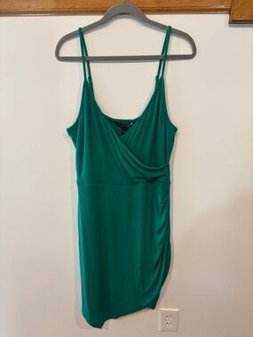 NWT Stitch Fix 41 Hawthorne Fraidy Knit Surplice Dress Faux Wrap - Large - Green